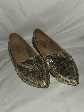 Torrid Gold Glitter Pointed Toe Flats